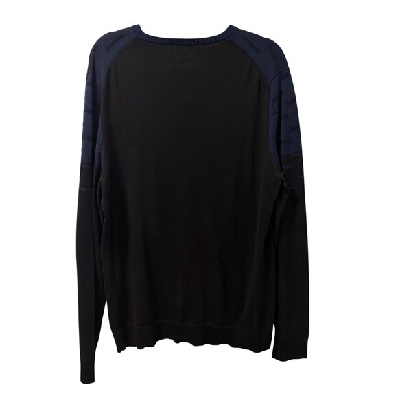 Alfani Mens V-Neck Blue & Black Textured Sweater Sz L 100% Cotton sweater. NWOT - Picture 9 of 12